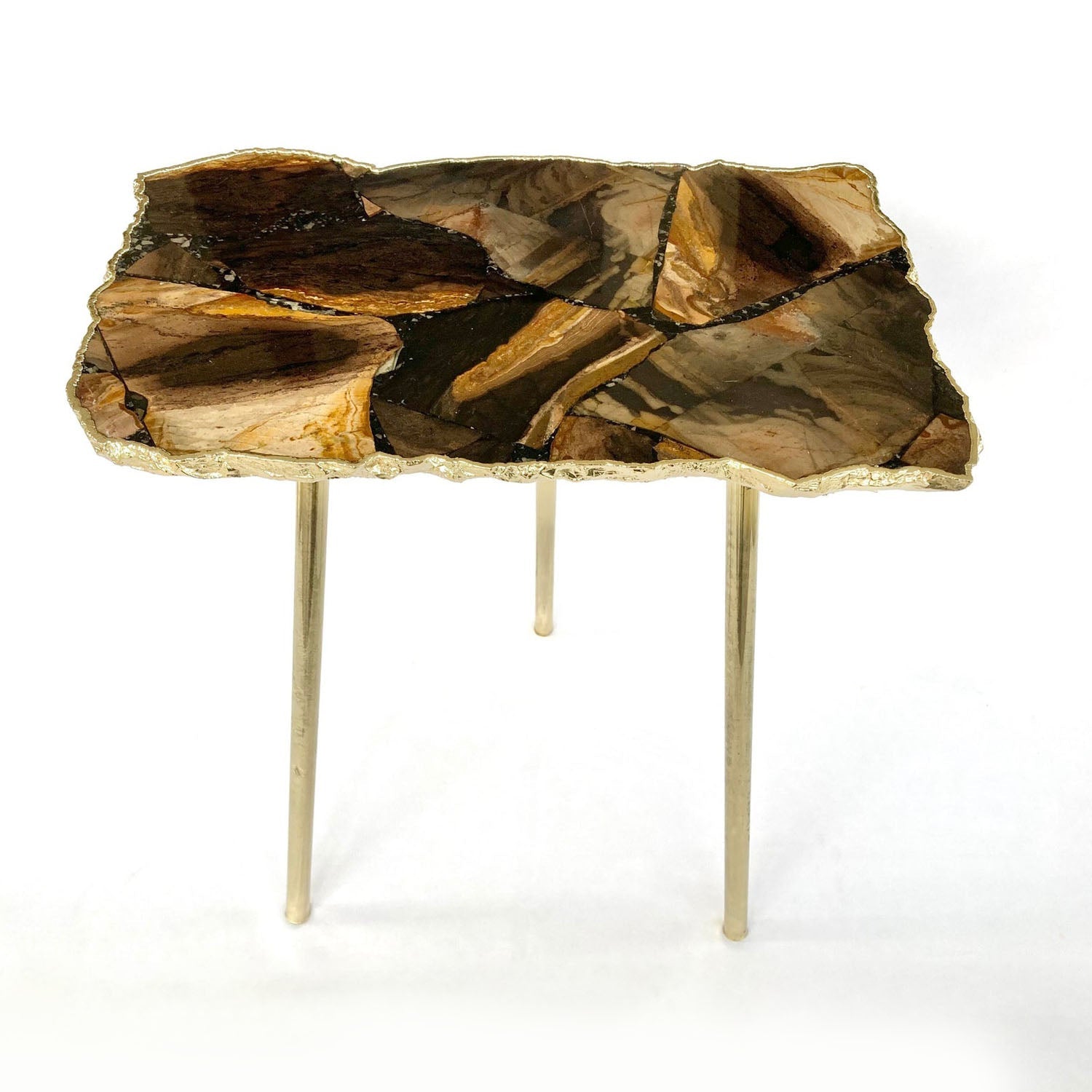 Brown Agate/Crystal/Gemstone/Quartz Organic Edge Side/Drink/Coffee Table