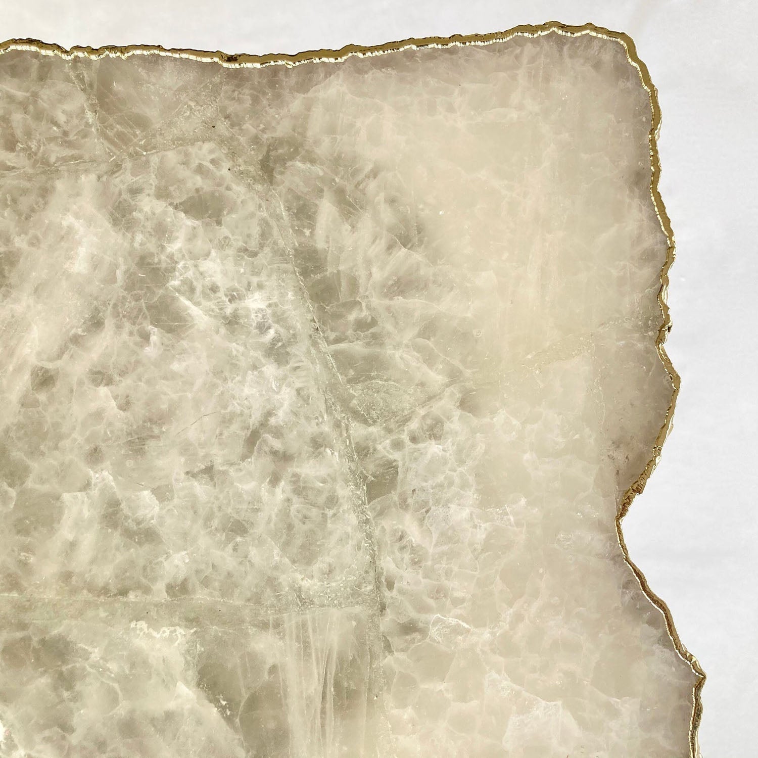 White Agate/Crystal/Gemstone/Quartz Organic Edge Side/Drink/Coffee Table