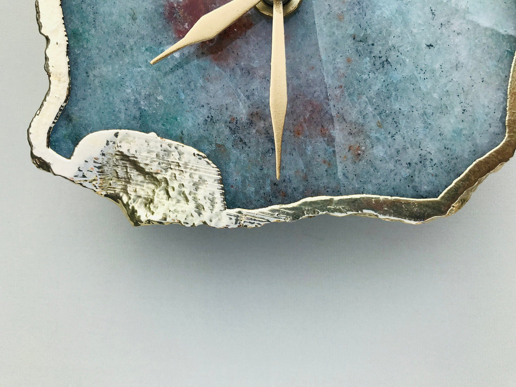 Grey Green Aventurine Agate Desk/Wall Clock/Personalised Momento