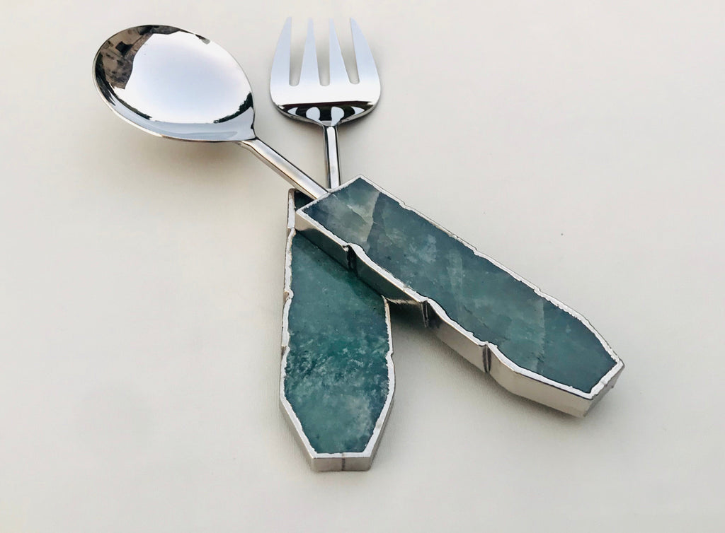 Green Agate Salad Server - Set of 2