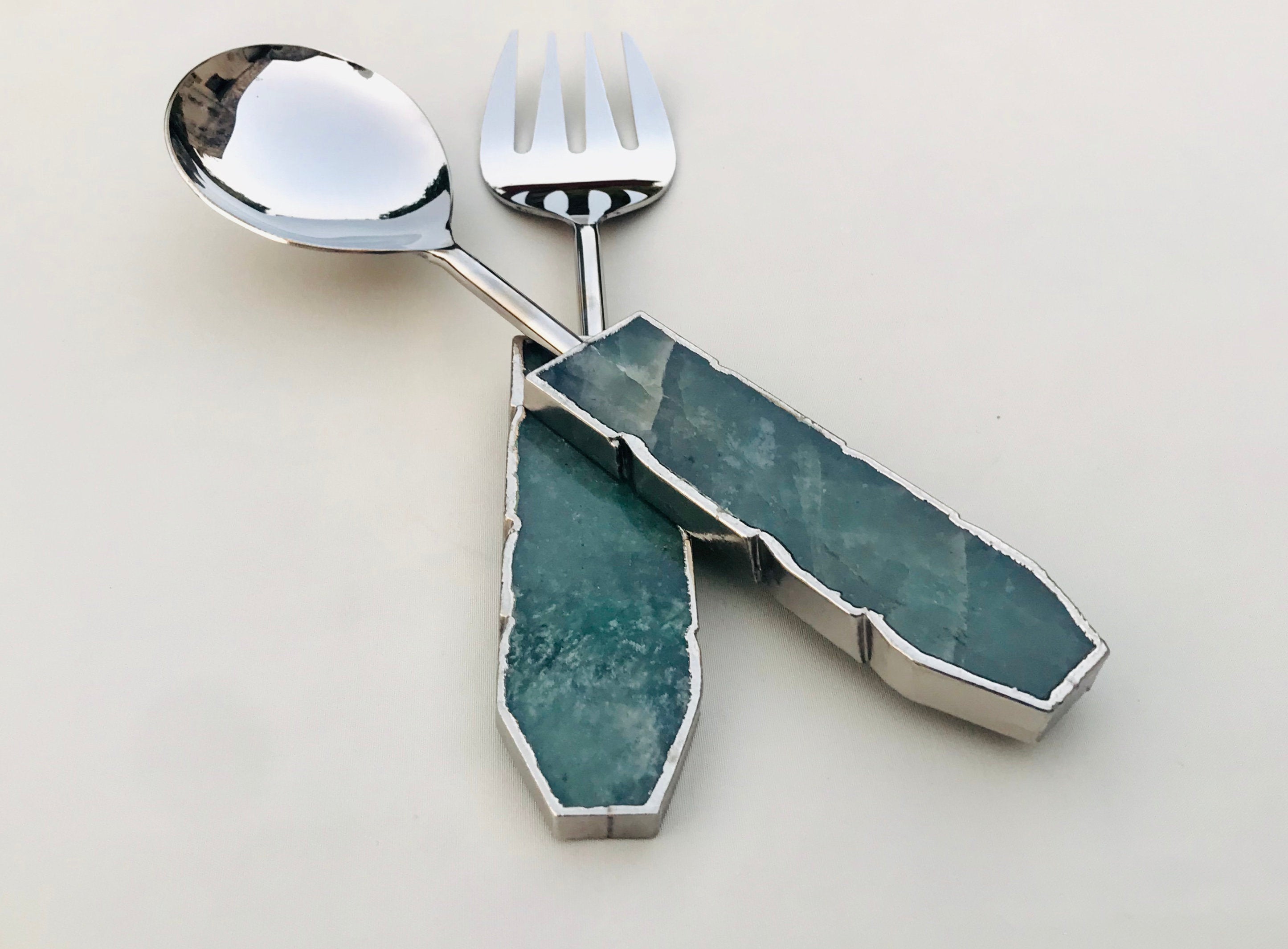 Green Agate Salad Server - Set of 2