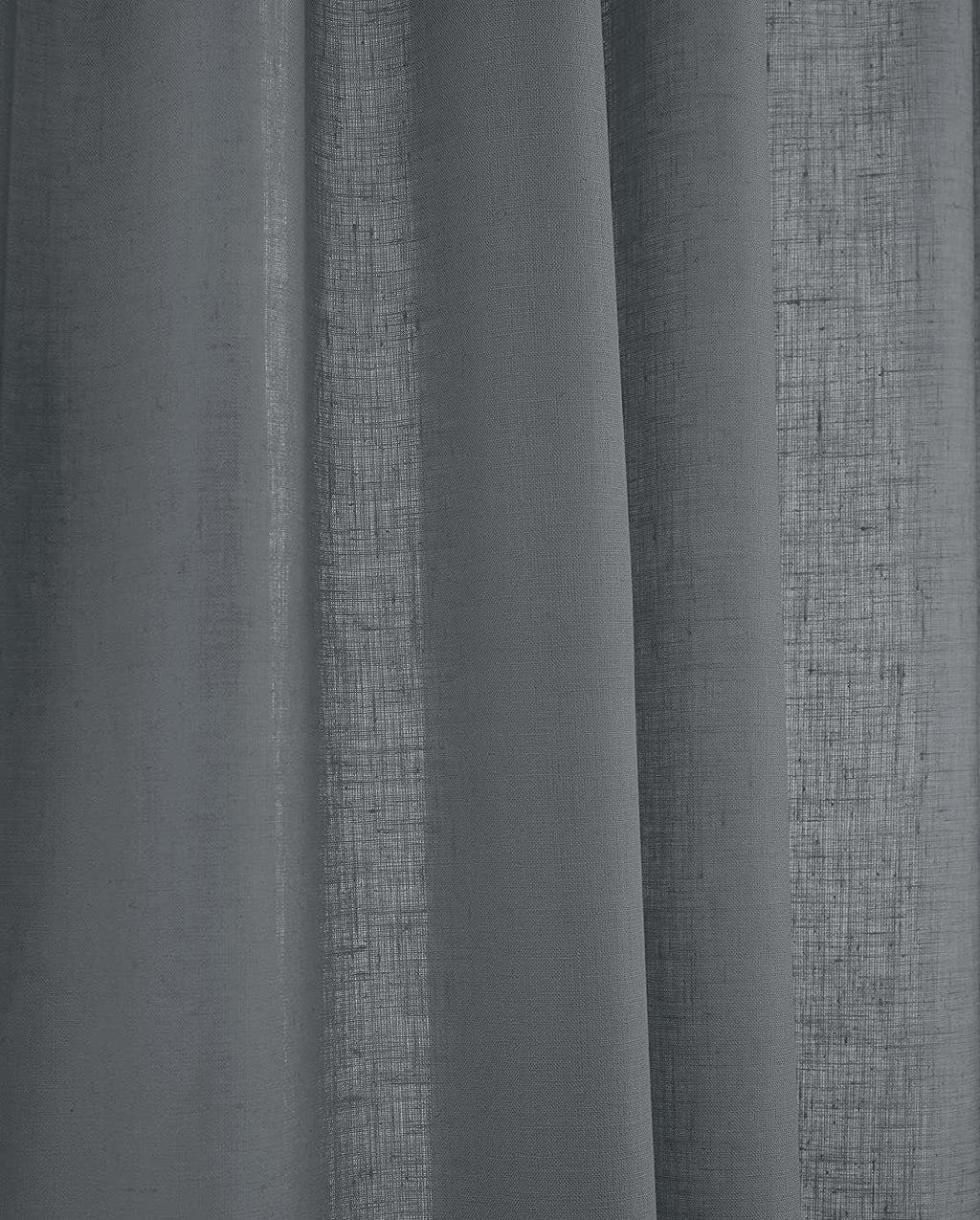 Charcoal Grey - 100% Pure Linen Curtains | Cotton Linen Mix | Two Panels | 2" Rod Pocket | Semi Sheer