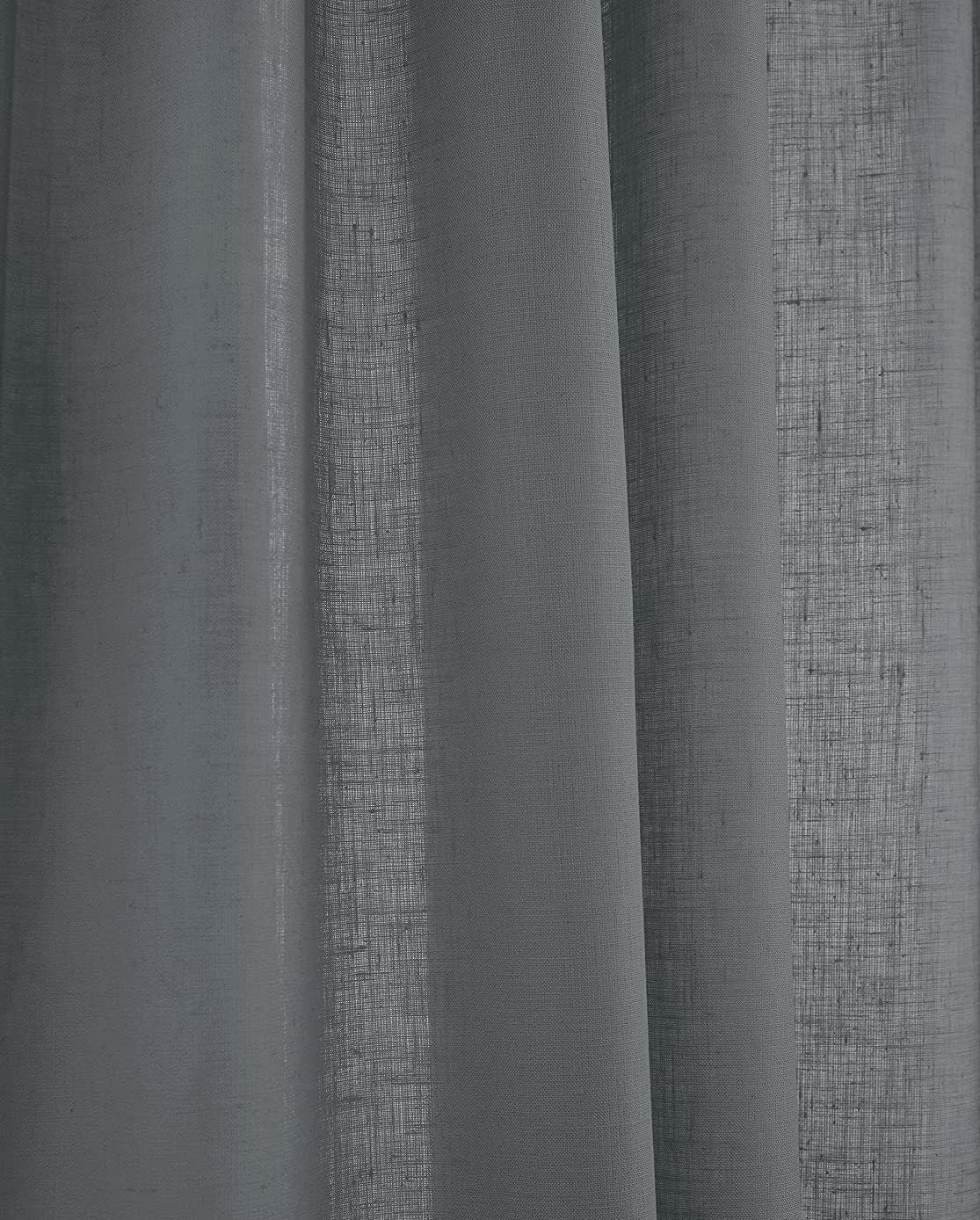 Charcoal Grey - 100% Pure Linen Curtains | Cotton Linen Mix | Two Panels | 2" Rod Pocket | Semi Sheer